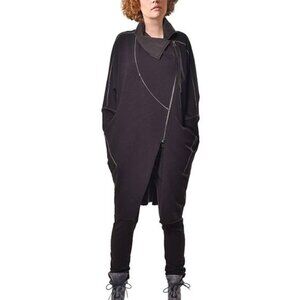 Crea Concept AW/18 Dark Charcoal Jersey Asymmetrical Zip Coatigan